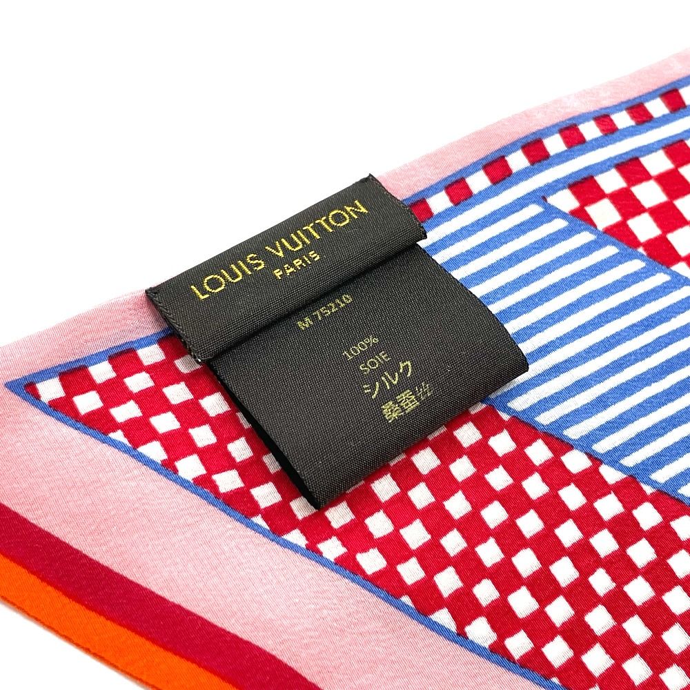 ルイヴィトン M75210 ダミエ バンドー スカーフ シルク ピンク 美品