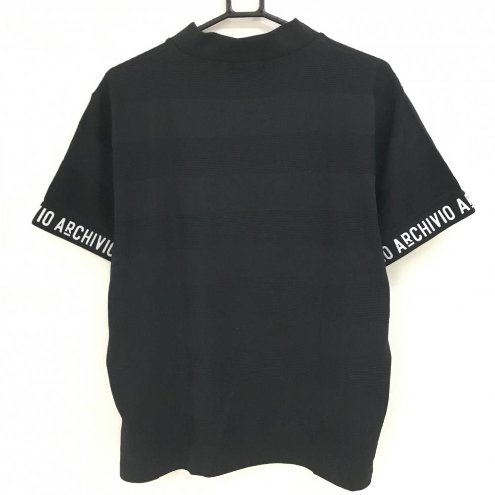 超美品】アルチビオ 半袖ハイネックシャツ 黒×白 袖口ロゴ