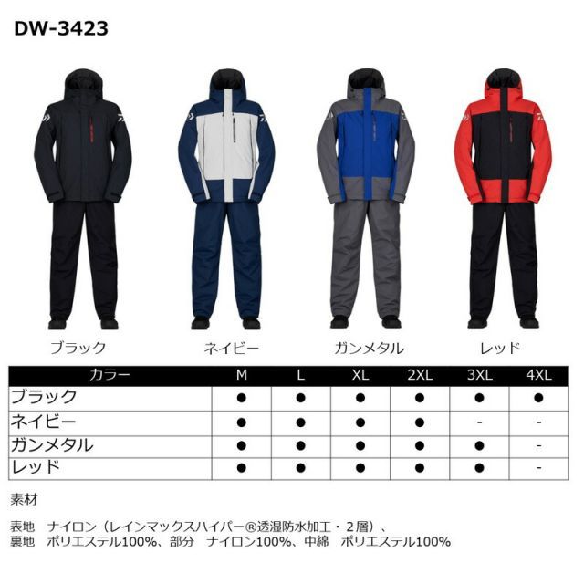 ダイワ DW-3423 レインマックスハイパー ハイロフトウィンタースーツ