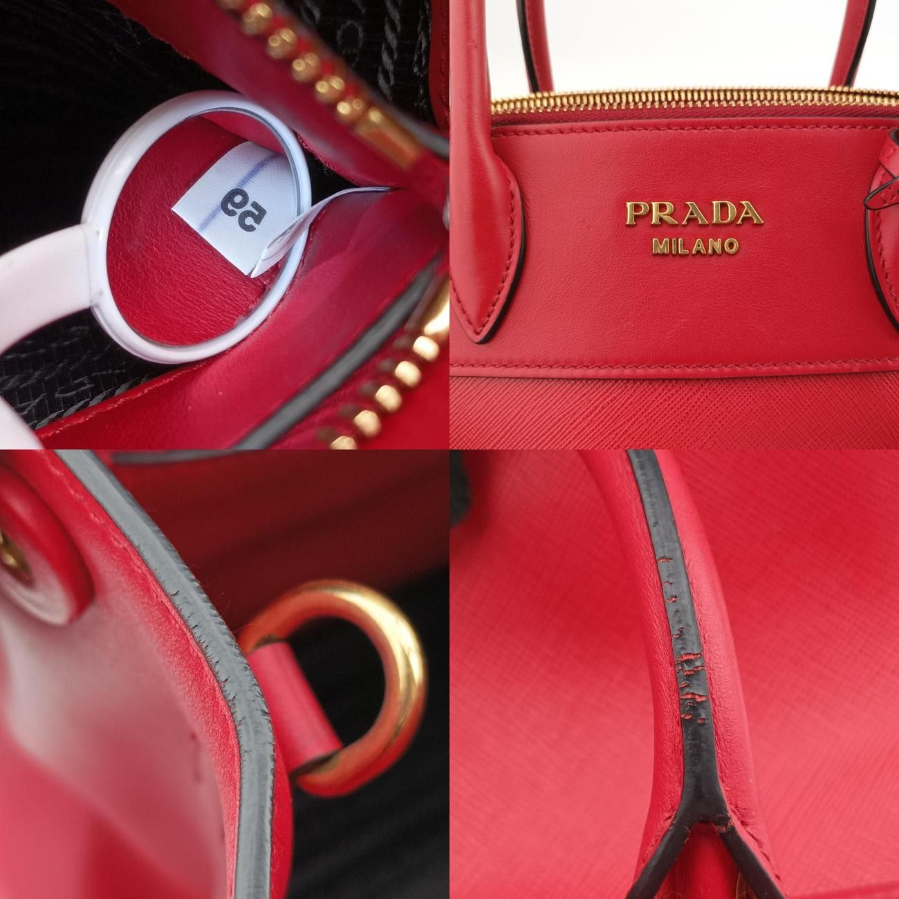 プラダPradaパラディグムレッドサフィアーノレザー1BA11659