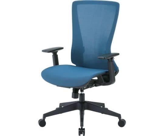 2営業日で発送 TRUSCO トラスコ中山 TRUSCO ハイバックメッシュチェア 肘付 ブルー TMCCB 8000