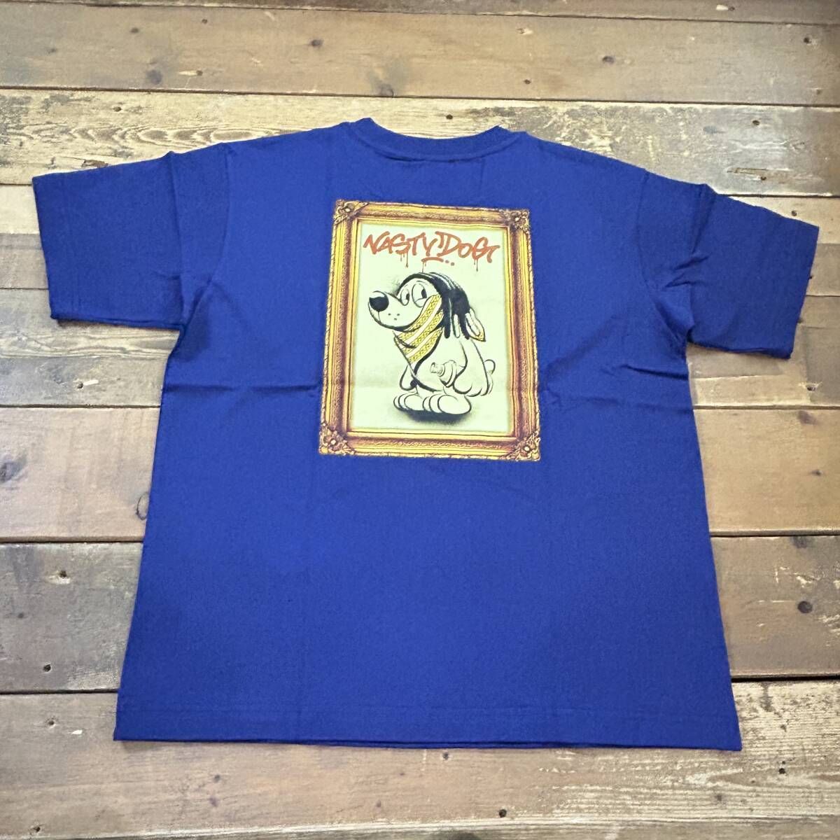 試着程度美品 原宿店限定 NASTY DOG /ナスティードッグ banksyTEE 両面プリント半袖Tシャツ メンズ L コットン ブルー系 MY  チャンネルガードマン USED - メルカリ