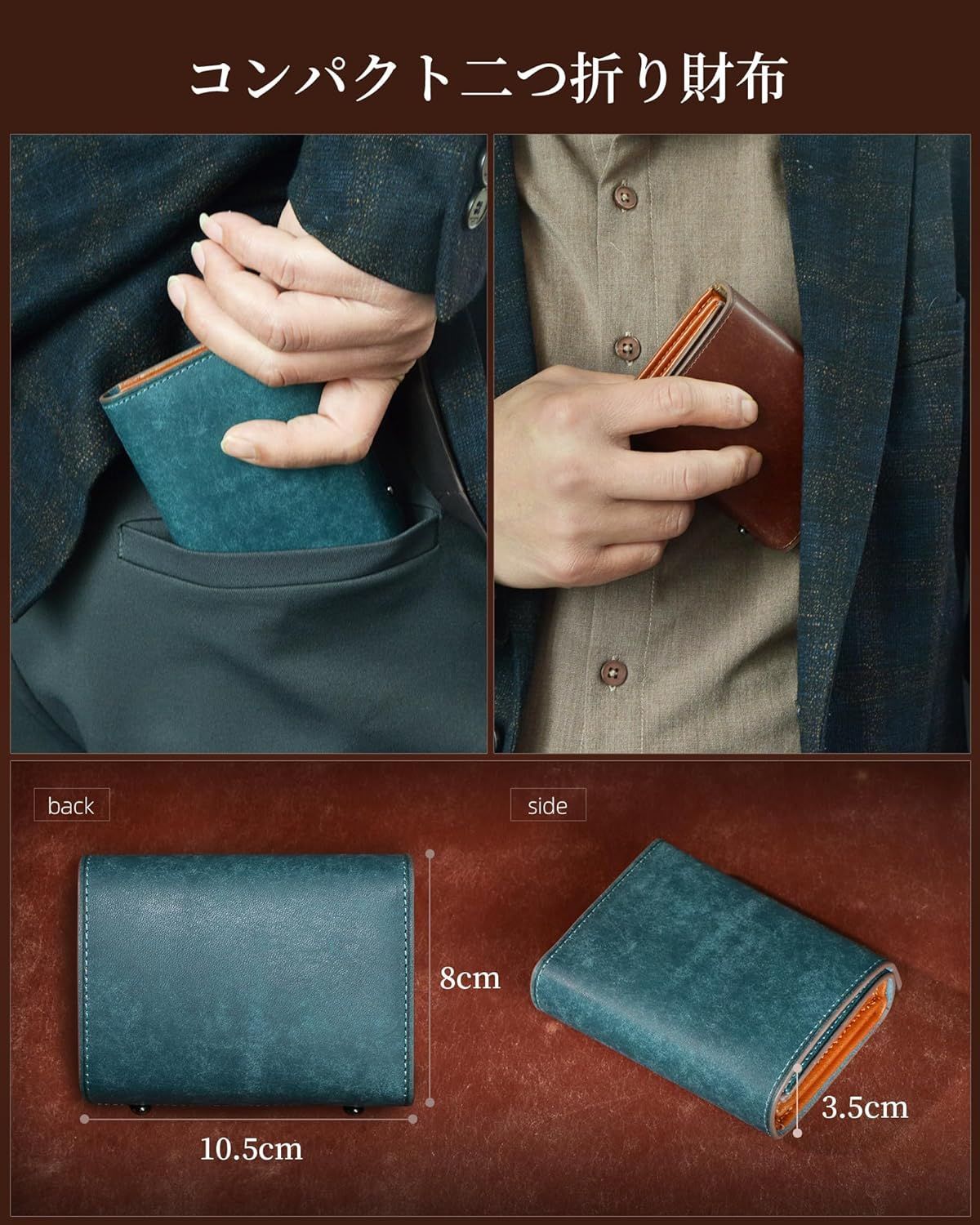 新品】 財布 メンズ 2つ折り プエブロレザー 二つ折り財布 日本製 本革