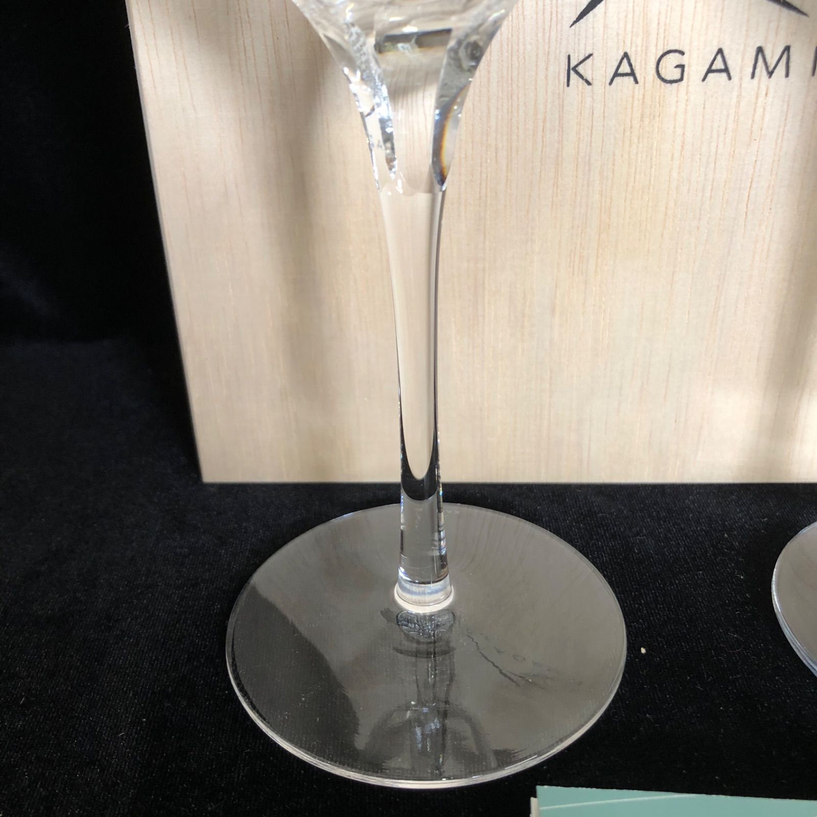 未使用 定価22000円 カガミクリスタル 帯 ワイングラス ペア 木箱入り 