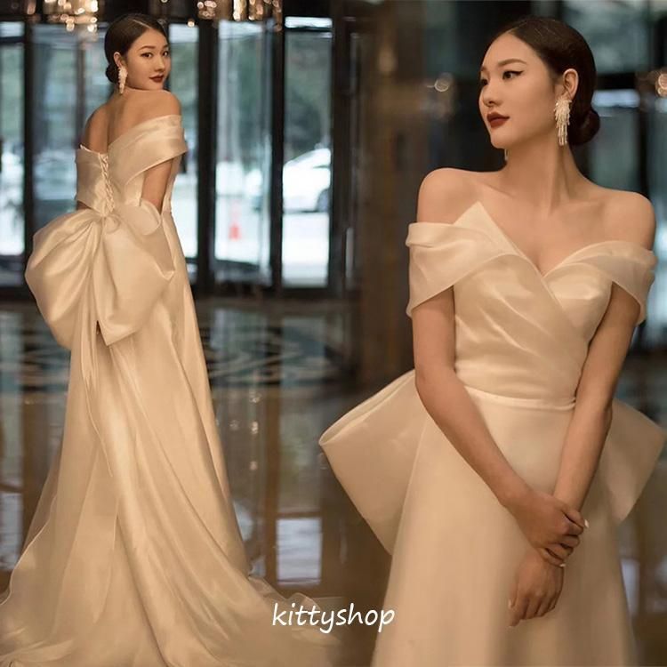 ウェディングドレス オフショルダー マーメイドドレス ホワイト V  