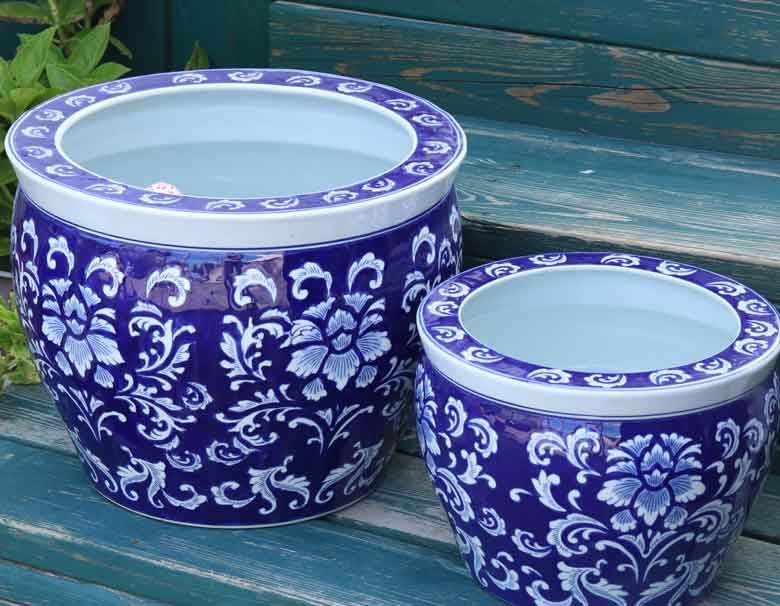 水鉢 大型 向日葵 青 10号 睡蓮鉢 火鉢 水連鉢 和モダン ビオトープ ひまわり ヒマワリ WWW_GEBZETESISAT_COM_TR