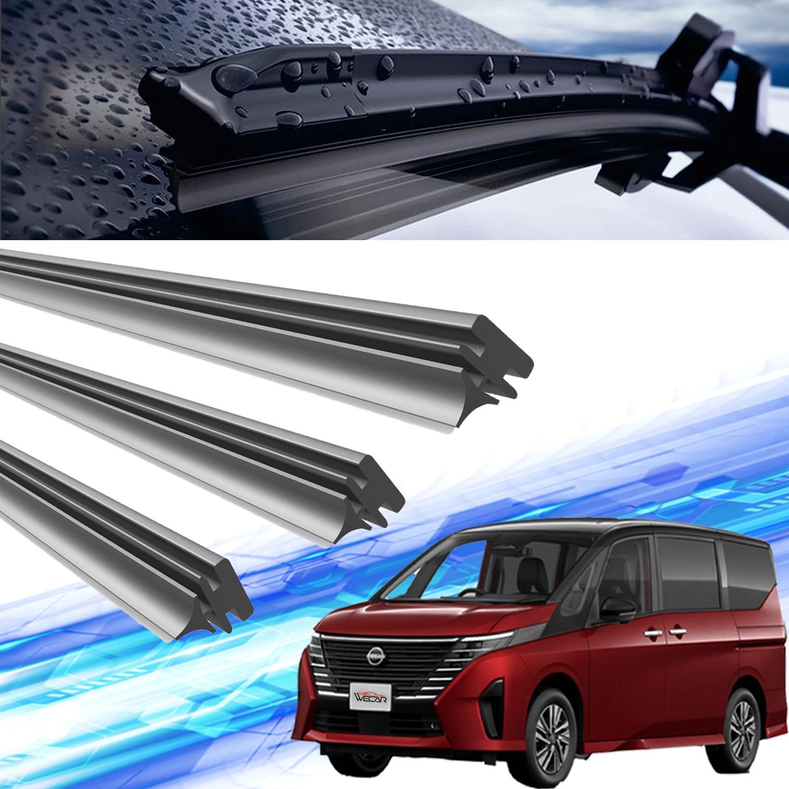 セレナ C27 C28 e-POWER 替えゴム 適合サイズ 純正 運転席 助手席 リア レクサス 交換セット 天然ゴム 運転席 助手席 リア 3本セットC27 GFC27 GNC27 C28 FNC28 GC28 GFC28 WeCar