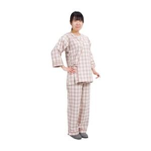 【新品・3営業日で発送】特殊衣料 寝巻き セパレートタイプ 婦人用 S 0730 タータンピンク