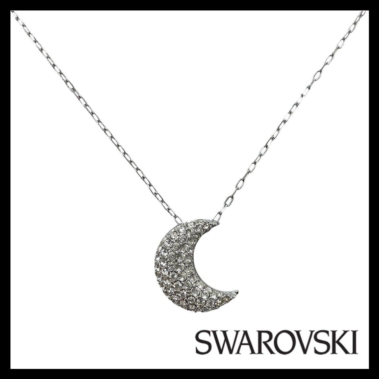 SWAROVSKI】Luna 三日月 パヴェ ネックレス シルバーカラー クリスタル