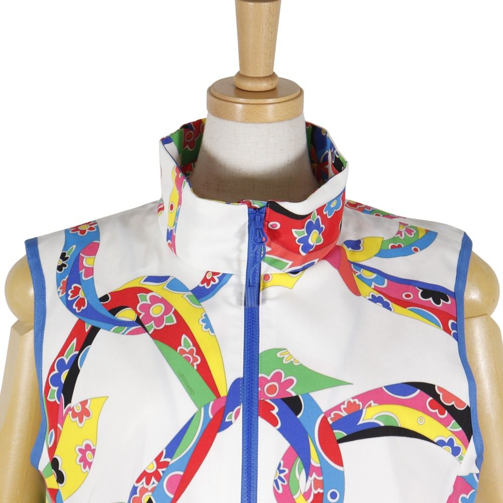 【高級品】 LEONARD レオナール フラワー スポーツ ポリエステル 白 レディース ベスト