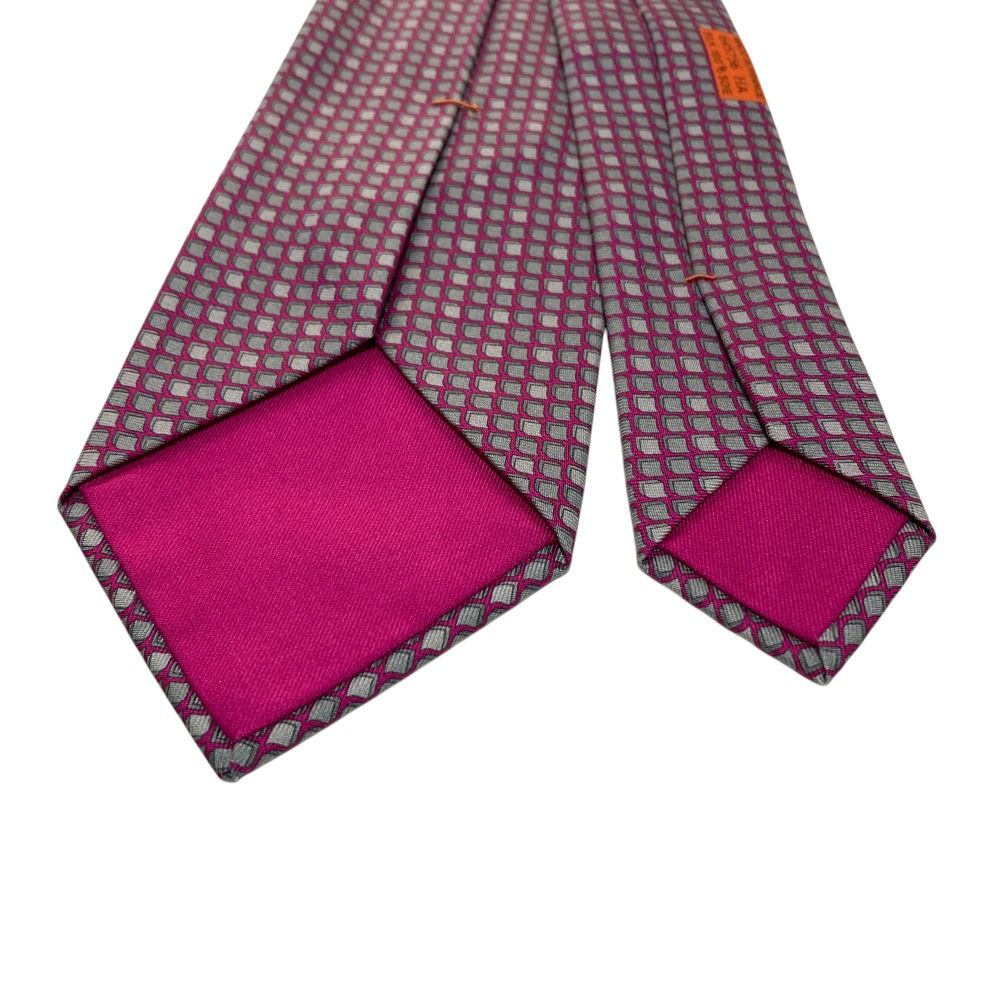 美品 HERMES エルメス 小紋柄 総柄 シルク レギュラータイ