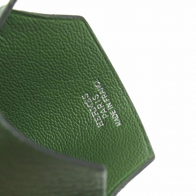 エルメス ミニクロシェット バッグチャーム キーホルダー ドッグタグ レザー 緑 HERMES エルメス ミニクロシェット バッグチャーム チャーム