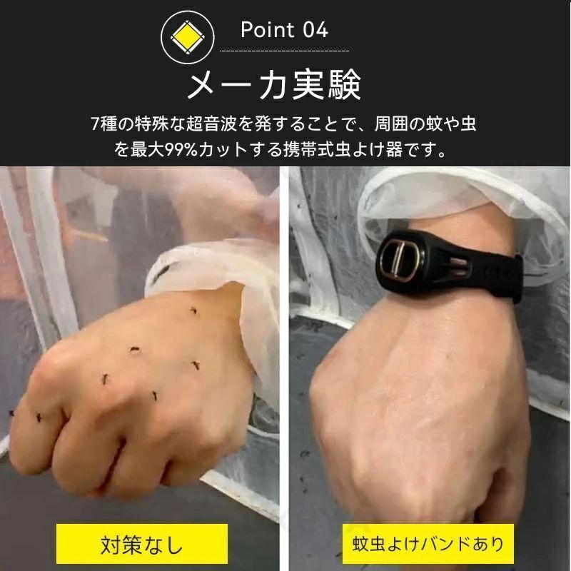 蚊安 超音波 蚊よけブレスレット 虫除けキーホルダー 2WAY超小型 蚊