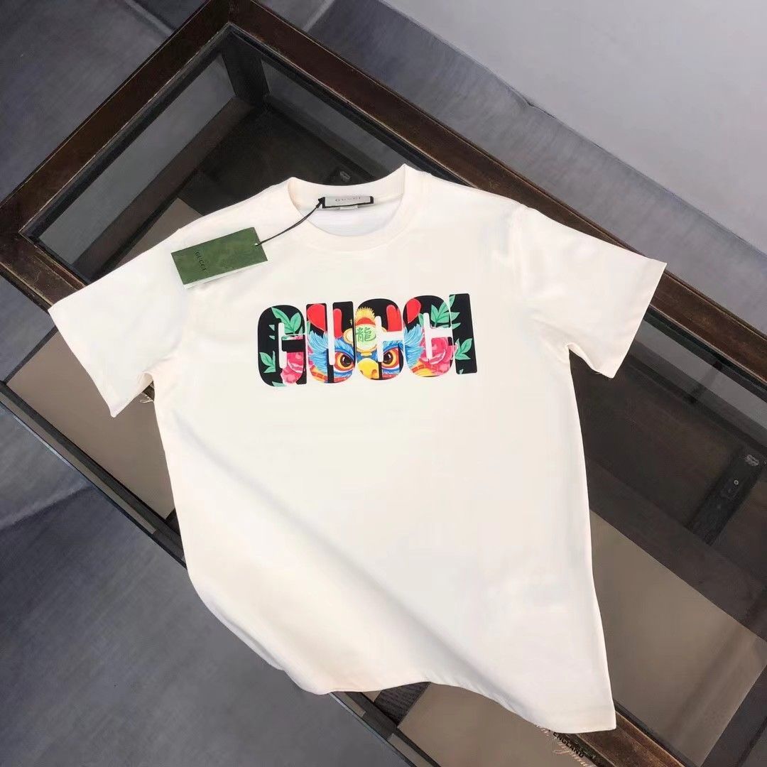 新品 Gucci グッチ 龍年限定ラウンドネックアルファベットプリント半袖Tシャツ XS ~ L