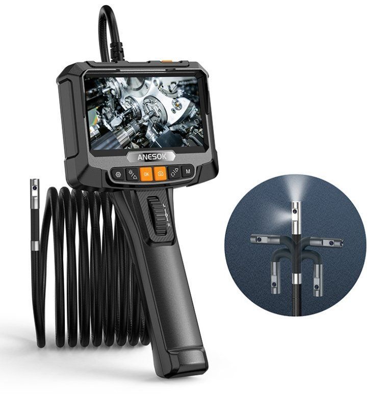S 10デュアルレンズ360度ステアリング内視鏡5寸スクリーンハンドヘルド高精細工業用配管修理測定器