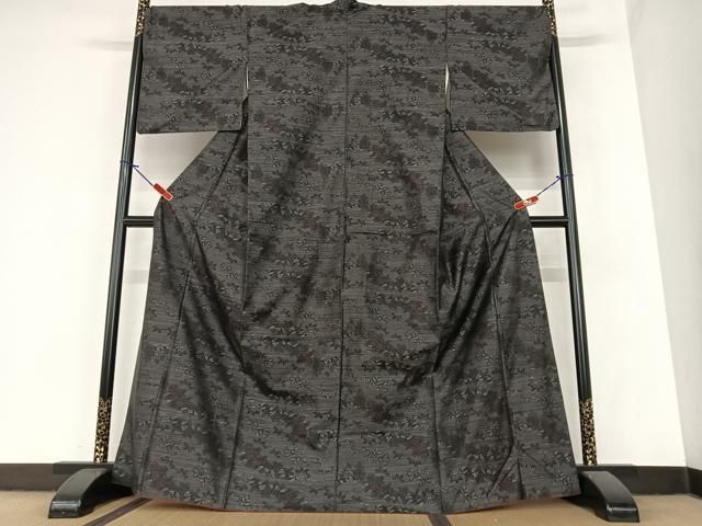 平和屋着物●本場大島紬 草花文 正絹 AABA0348zg