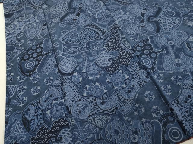 平和屋着物○前田仁仙 仁仙更紗 小紋 更紗花文 正絹 逸品 DAAV1373tw