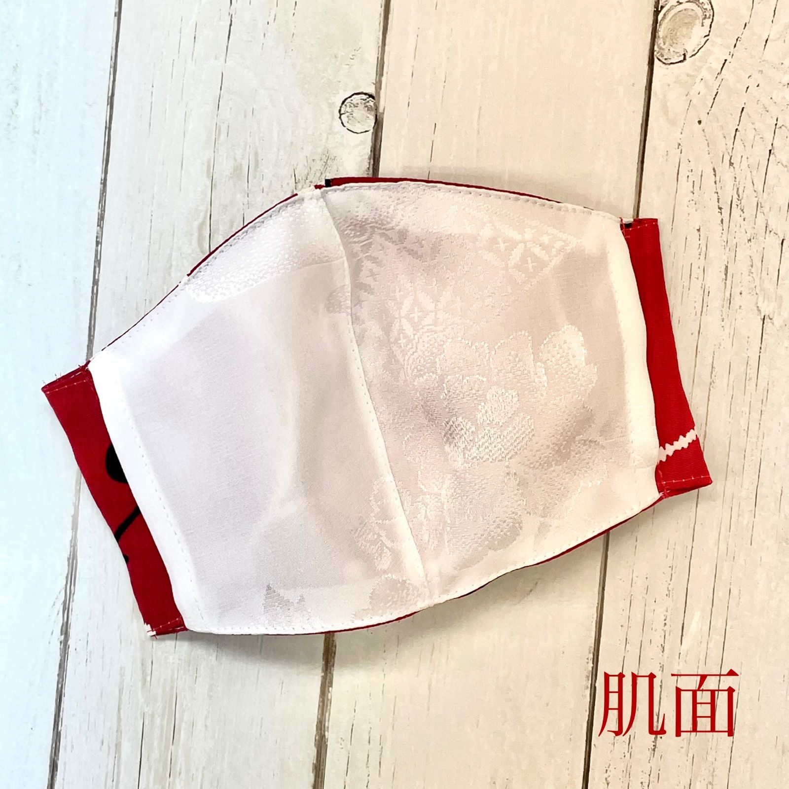 サンプル】 両面 シルク 立体 マスク 3way ハンドメイド 猫 赤 小