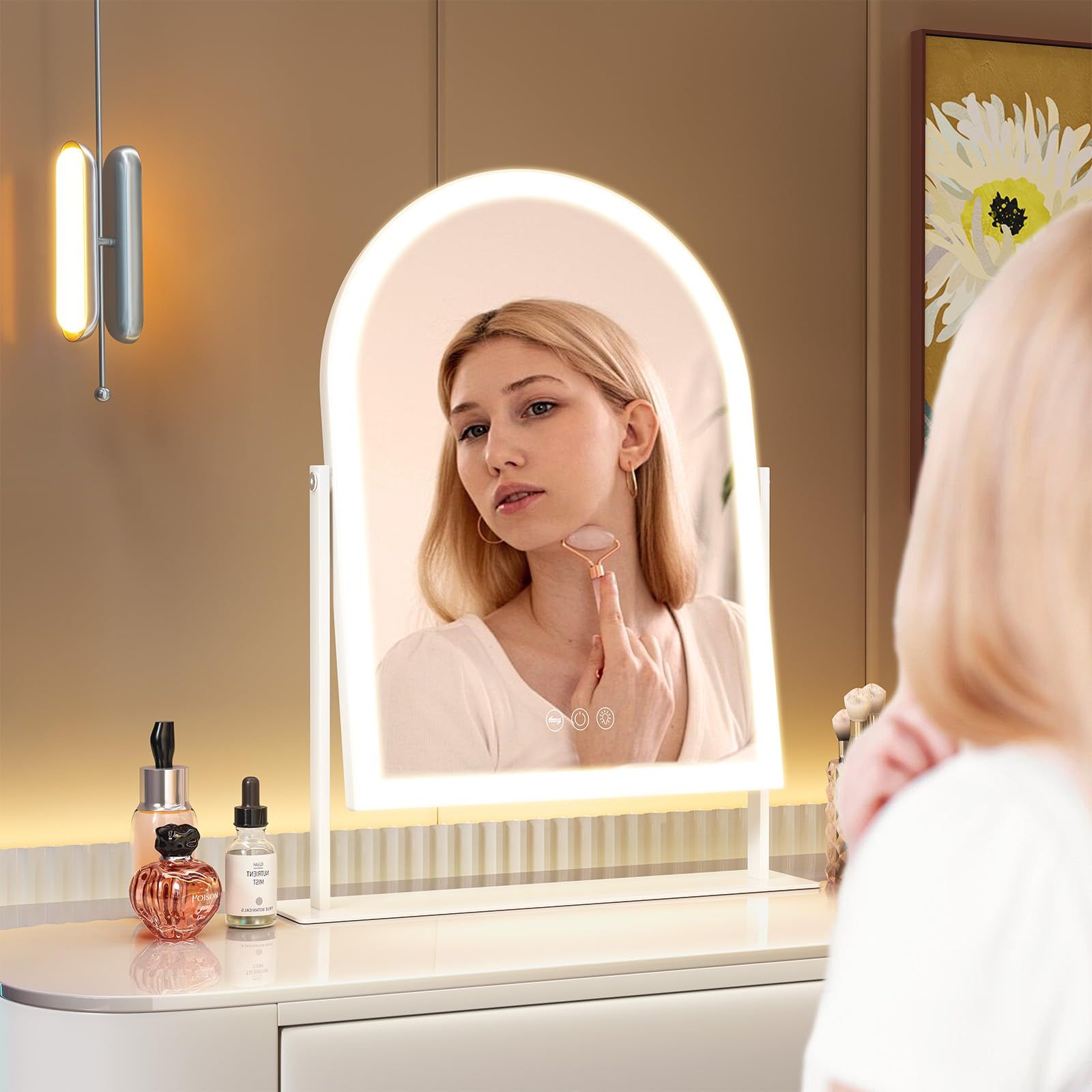 女優ミラー 　ハリウッドミラー　卓上鏡 　壁掛け鏡　USBポート付き 化粧鏡 女優ミラー 卓上用 / 壁掛け ハリウッドミラー 大型化粧鏡 3色