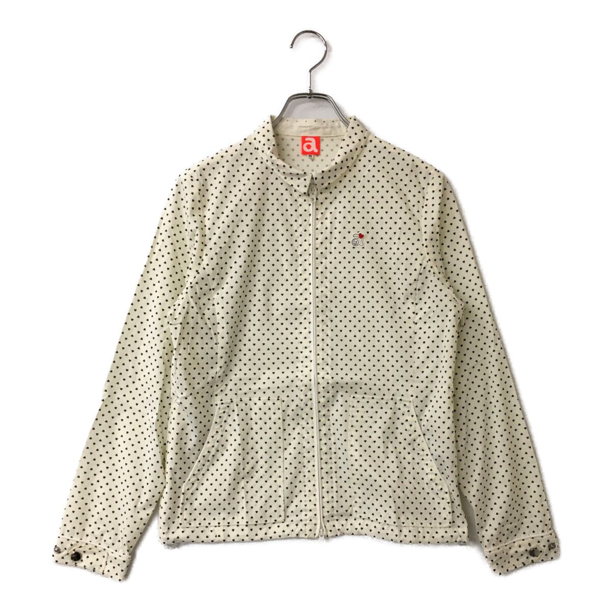 archivio - coco 中古 アルチビオ archivio レディース フルジップアウター 40(L) 白 ホワイト 長袖ダブルジップアウター 薄手  ハートドット柄 中古 レディース アルチビオ archivio フルジップアウター 40(L