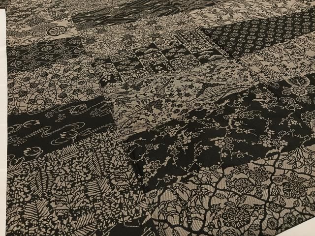 平和屋着物○本場大島紬 染大島 百柄 黒地 正絹 逸品 AAAU8377zg  