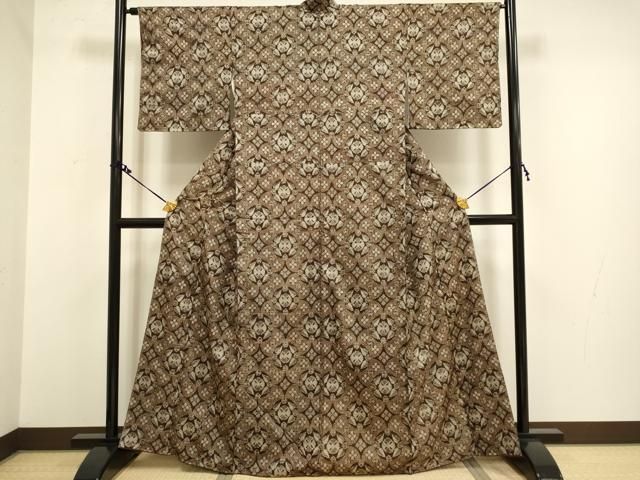 平和屋着物□本場大島紬 陶器花文 正絹 逸品 DAAK6277cf 平和屋着物□