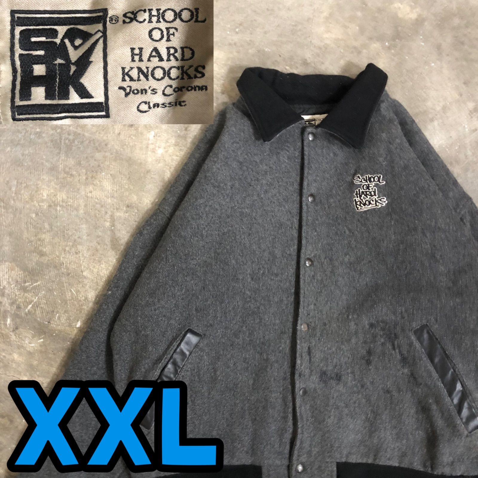 T3732 SCHOOL OF HARD KNOCKS ウールジャケット ビッグサイズ 古着 