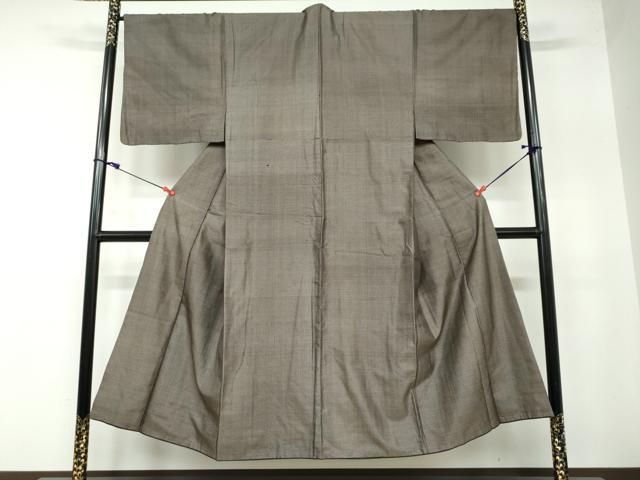 平和屋着物●男性 紬 アンサンブル 長羽織 横段文 正絹 DAAW5468ud