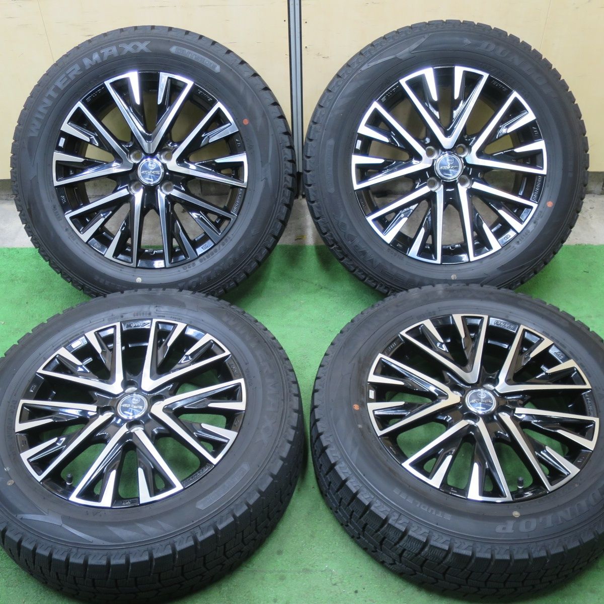 バリ溝 21年 9.5分 スタッドレス 195|65R16 ダンロップ ウインターマックス WM02 SMACK ENKEI AME スマック エンケイ 16インチ PCD100|4H 5052603TTス