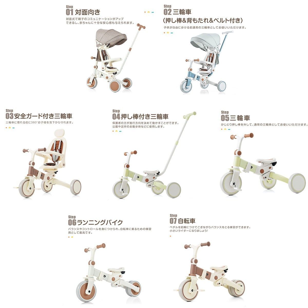 三輪車｜折りたたみ｜7in1｜1-3歳｜プレゼント｜N510P212695A