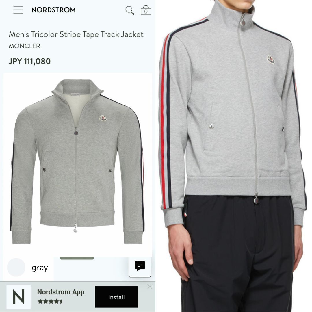 『美品』MONCLER モンクレール トラックジャケット ライン グレー S 350327242_1.jpg