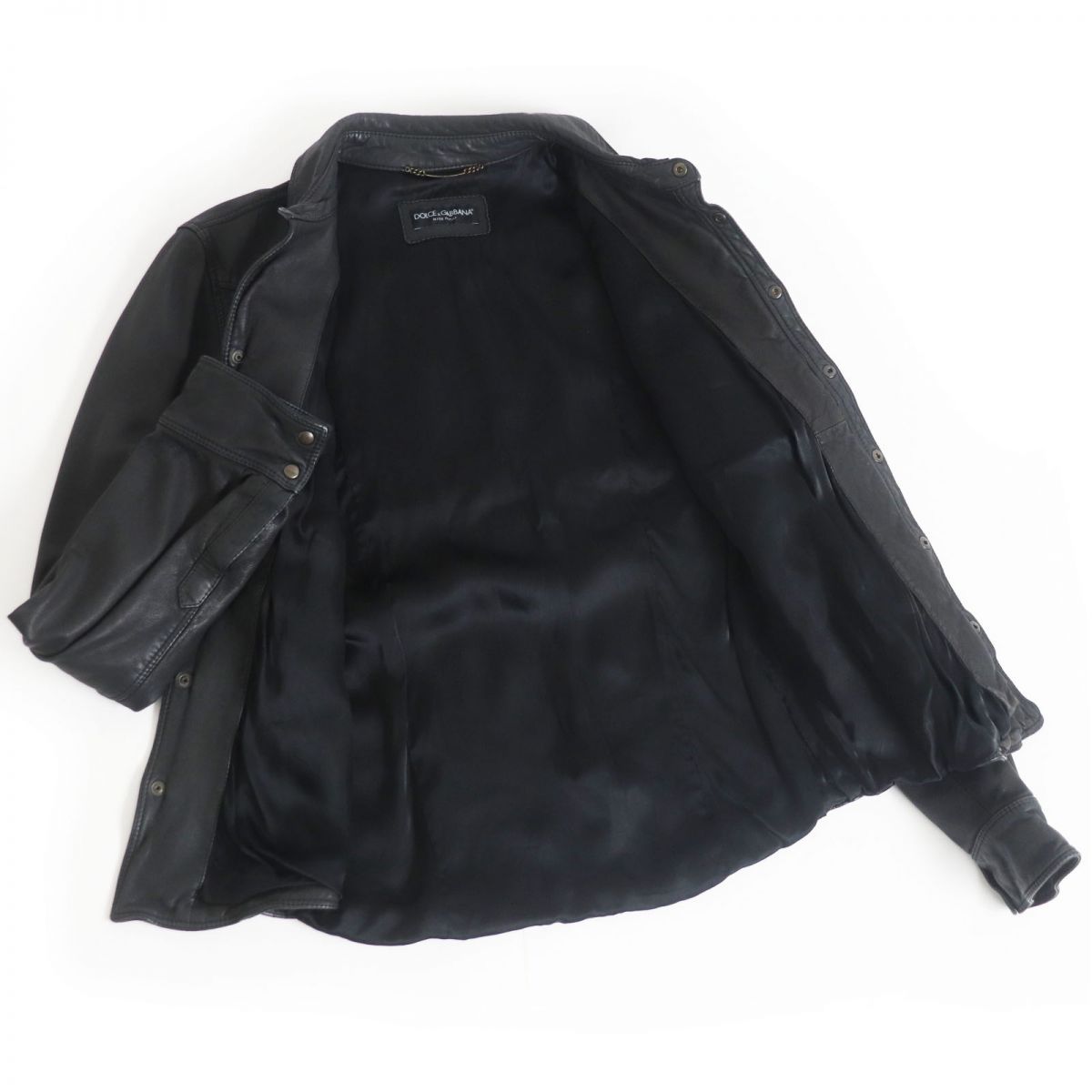 ゲリラセール　ドルチェアンドガッバーナ レザーシャツ ジャケット Lサイズ相当 ドルチェ&ガッバーナ/レザーシャツ/黒
