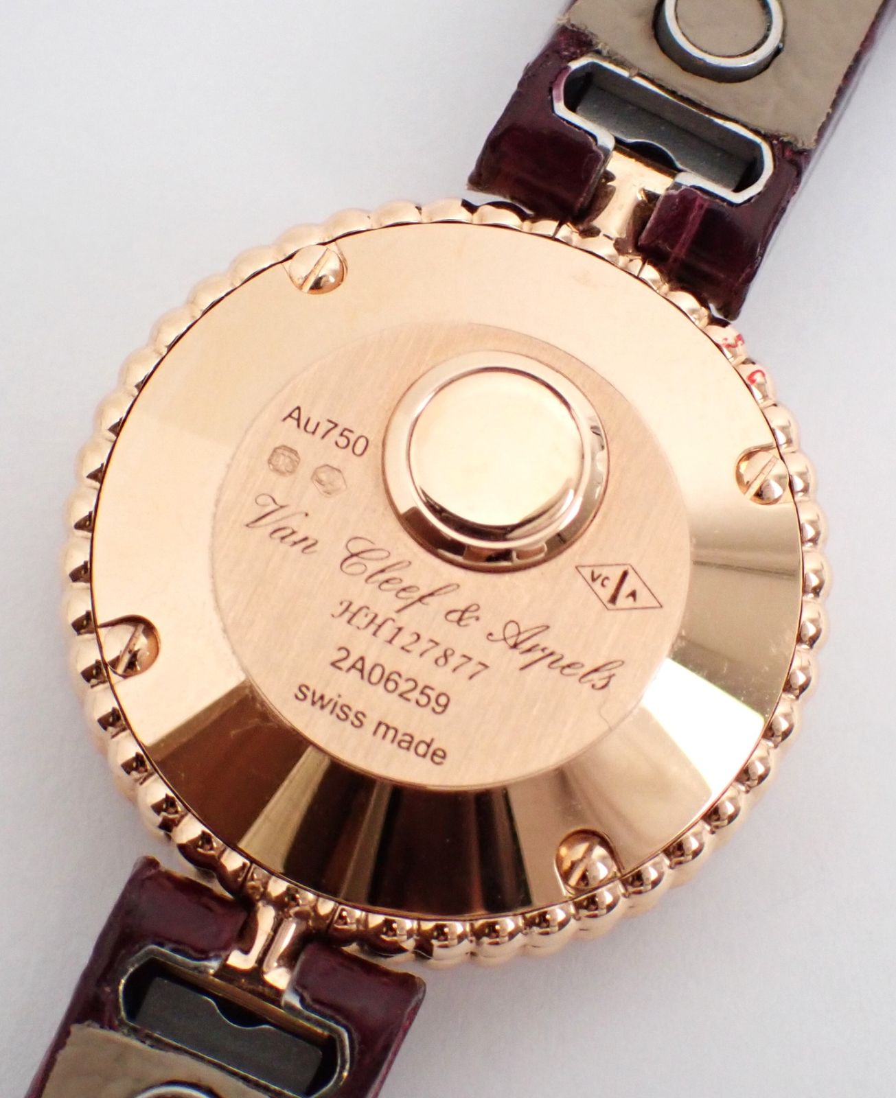 美品 VanCleef&amp;Arpels(ヴァンクリーフアンドアーペル) ペルレ VCARPBML00 PG/革 QZ クォーツ ピンクゴールド レザーベルト レディース Van Cleef & Arpels - 美品 VanCleef&Arpels(ヴァンクリーフアンド