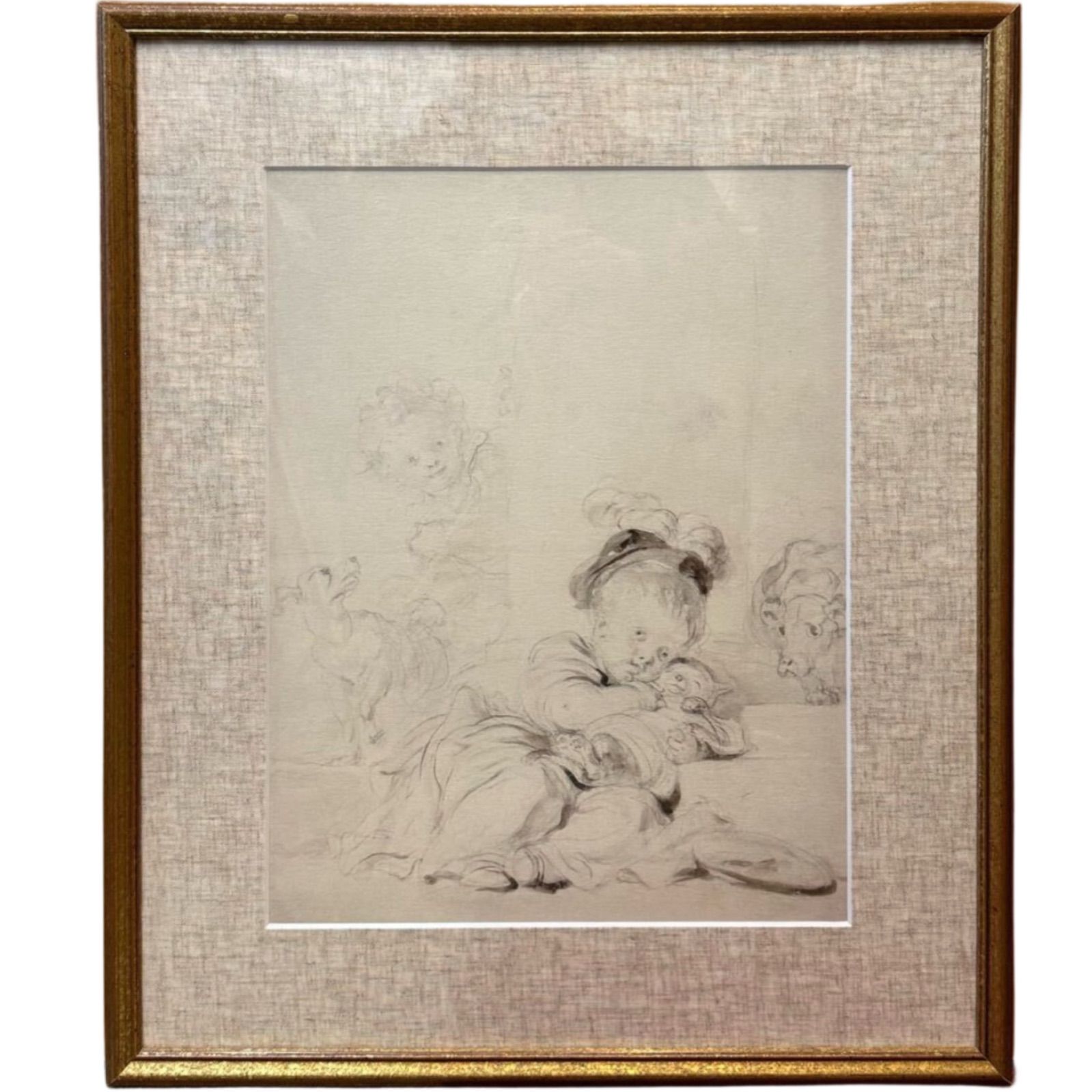ジャン オノレ フラゴナール Jean Honor Fragonard 産着で包まれた猫 ジクレー 8号 18世紀のフランスの画家 ジークレー