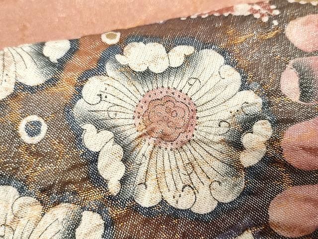 平和屋着物○太鼓柄袋帯 作家物 辻が花 金糸 正絹 逸品 CAAX9264yk