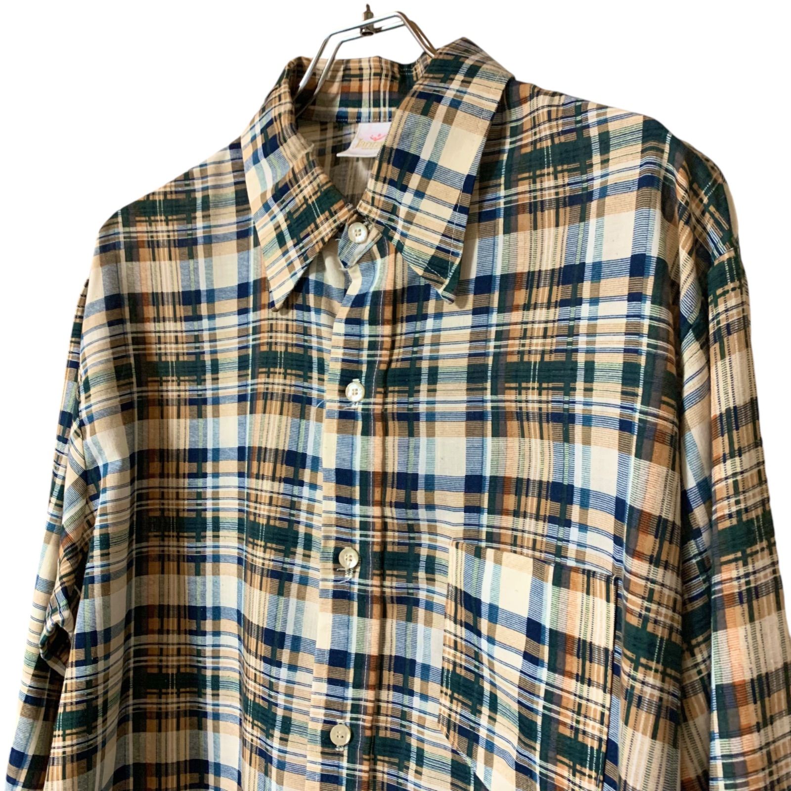 【Rare】70's Jantzen Check Shirts 【XL】60年代 70年代 ジャンセン チェックシャツ ヴィンテージシャツ ポリシャツ