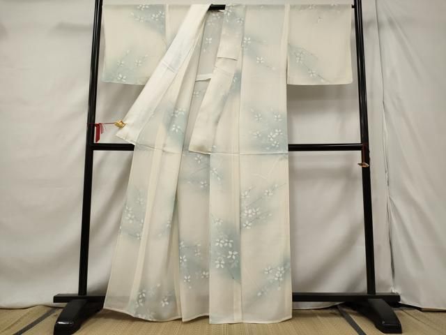 平和屋着物＊夏物 小紋 紗 枝花文 正絹 逸品 AABB5946st 平和屋着物