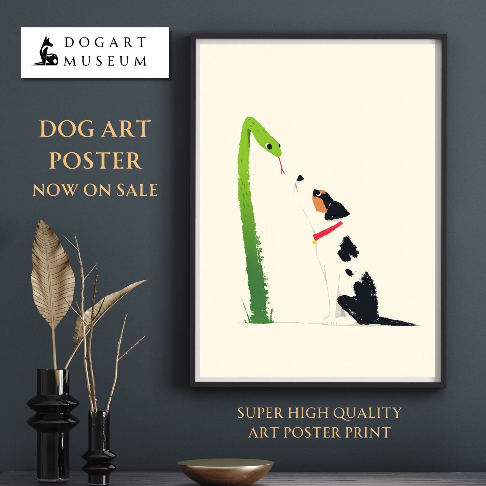 福 寿 ジャックラッセルテリア犬 No 1 巳年 蛇 謹賀新年 賀正 新春 迎春 子犬 ペットロス うちの子 記念日 アートポスター 犬の絵 犬のイラスト ギフト プレゼント