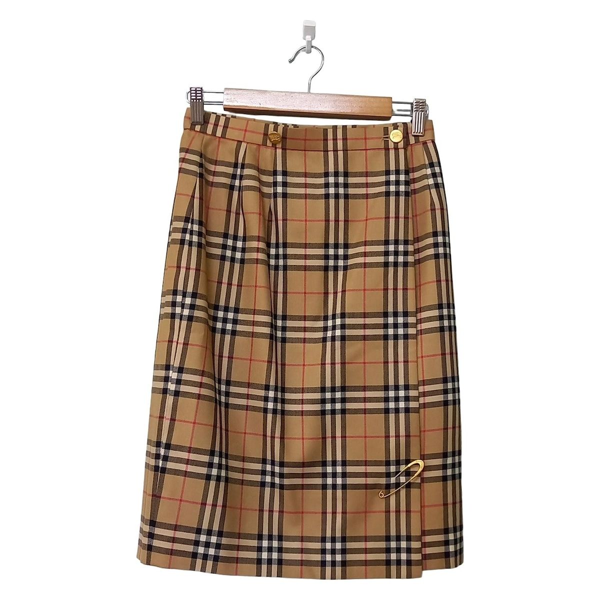 Burberry s バーバリーズ 巻きスカート サイズ40 M レディース - ベージュ×黒×マルチ ひざ丈|チェック柄