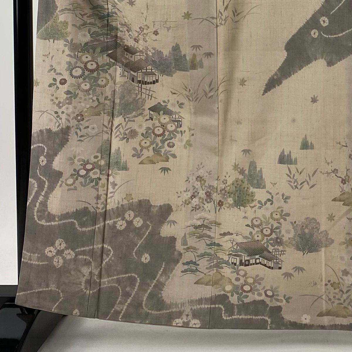 紬 身丈164.5cm 裄丈66.5cm M 袷 ますいわ屋 草花 茶色 正絹 美品 名品 中古 訪問着 身丈164.5cm 裄丈64cm M 袷 紬地 ますいわ屋 松竹梅 建物 絞り