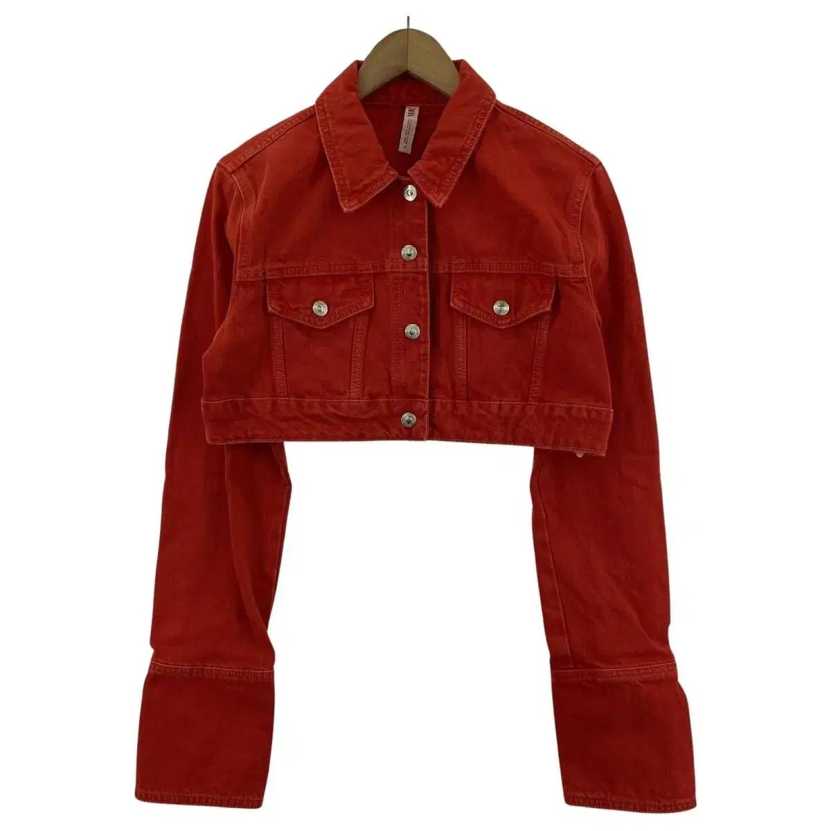M ZARA ザラ クロップド オレンジ デニム ジャケット