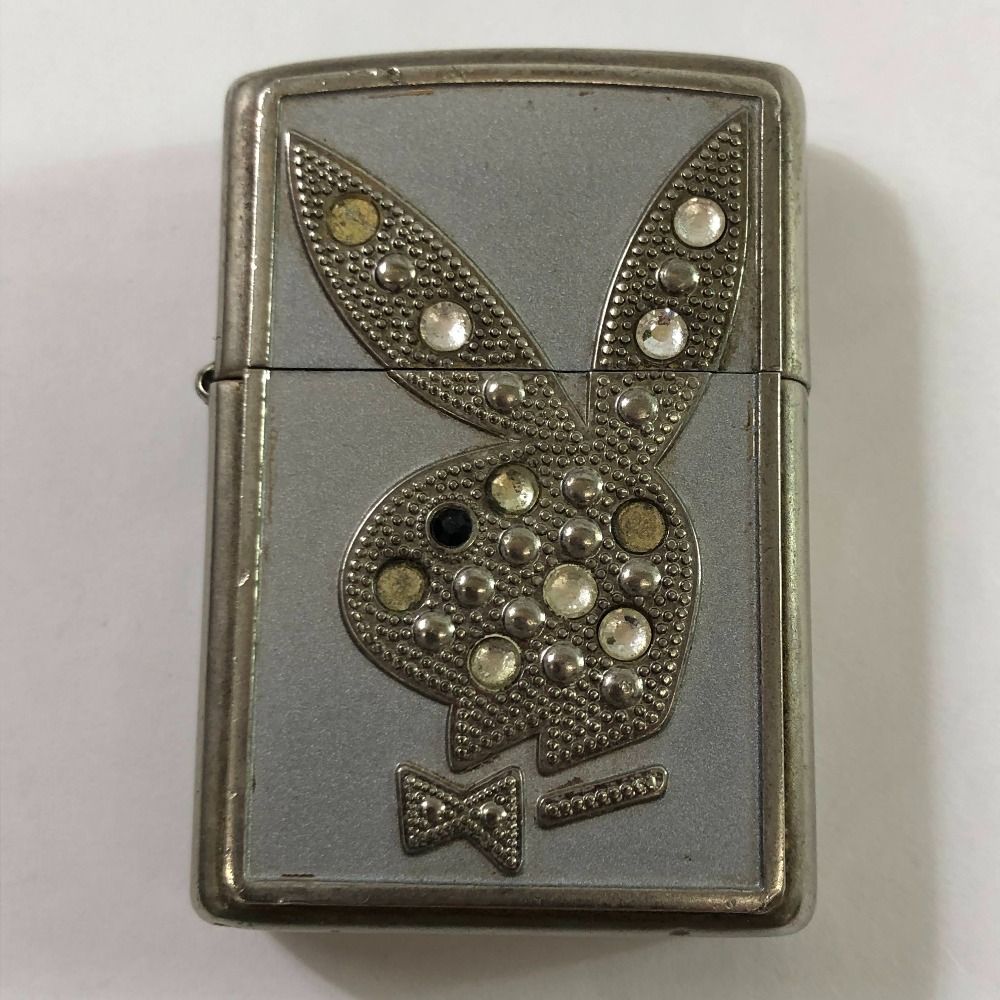 04w3793∞ ZIPPO ジッポー PLAYBOY プレイボーイ スワロフスキー シルバー シリアル入り 1000個 2005年製 ライター 八王子店