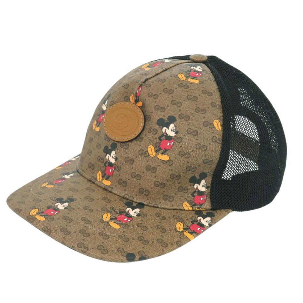 グッチ ディズニーコラボ ベースボールキャップ XS 56cm ミッキー 602979 ポリエステル コットン ブラウン 帽子 0458 GUCCI