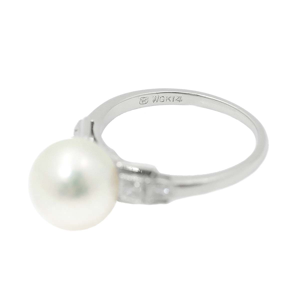 ミキモト MIKIMOTO 9号 リング アコヤ真珠 8.7mm ダイヤ K14 WG ホワイトゴールド 585 真珠 指輪 Akoya Pearl  Ring 90228293