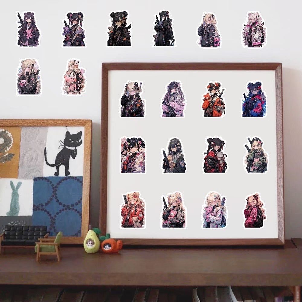 28番 防水 ステッカー 60枚セット 美少女戦士 ロリータ 女の子 大きめ