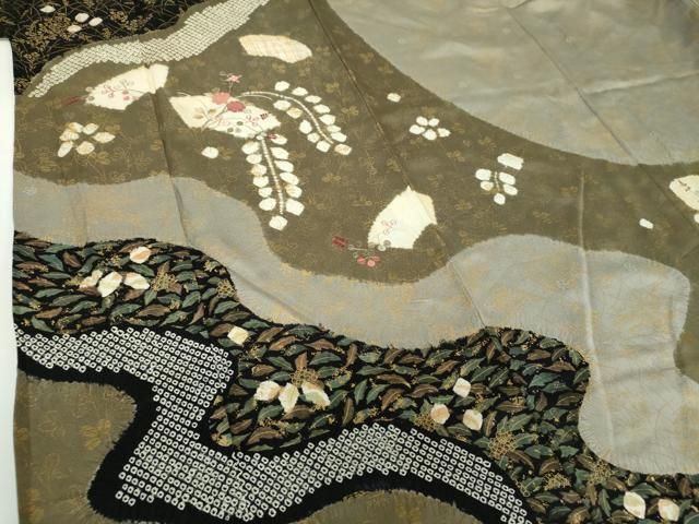 平和屋着物○訪問着 絞り 刺繍 道長地紙花文 金彩 正絹 逸品