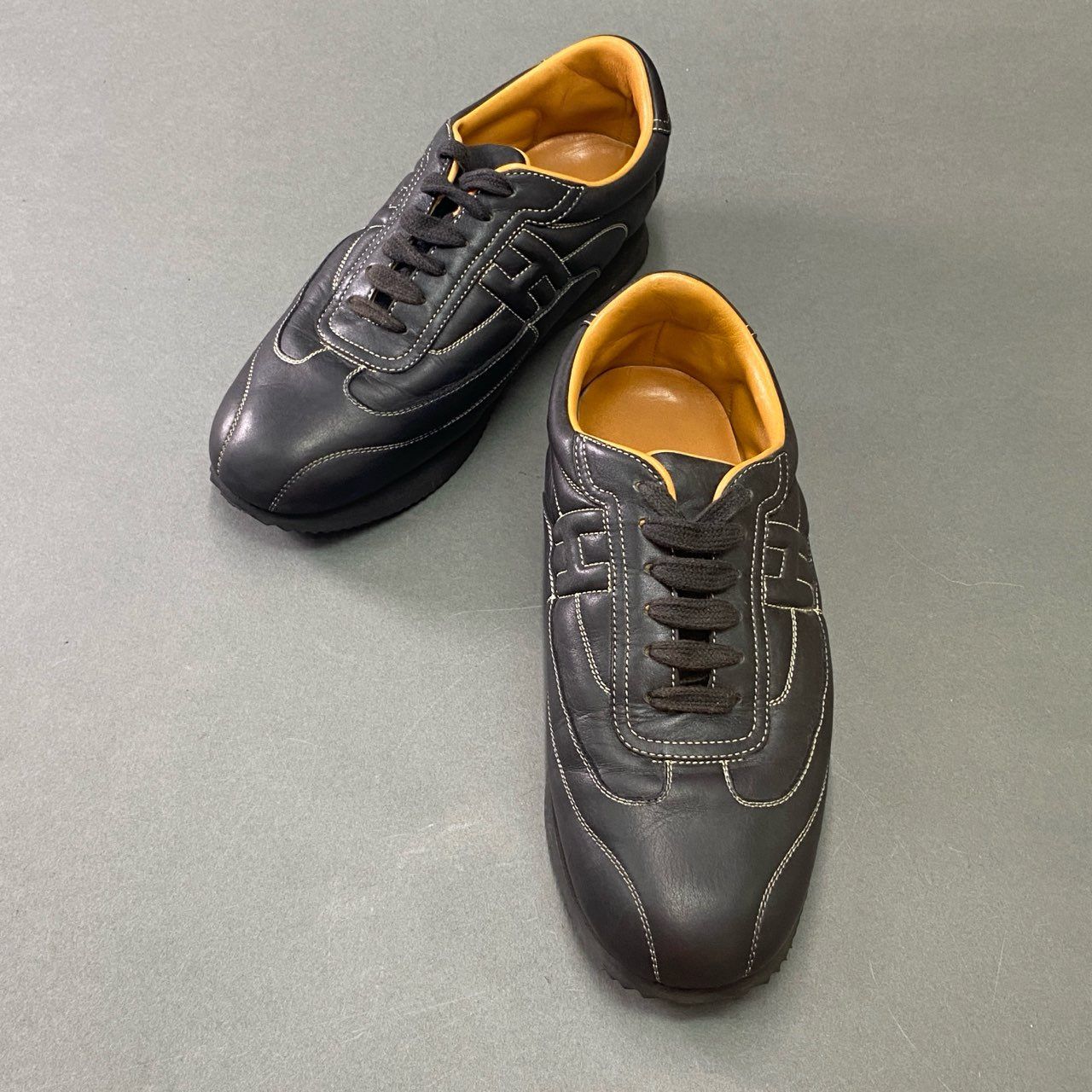 6b17 HERMES エルメス クイック レザースニーカー 39 ブラック 6b17 HERMES エルメス クイック レザースニーカー 39 ブラック