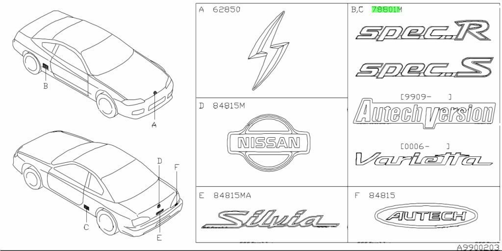 日産 NISSAN 純正 S15 シルビア サイド SPEC-R エンブレム SILVIA SPEC-R SPEC-S S14 S13 nismo ニスモ パーツ エンジン タイヤ バンパー 検索 マフラー