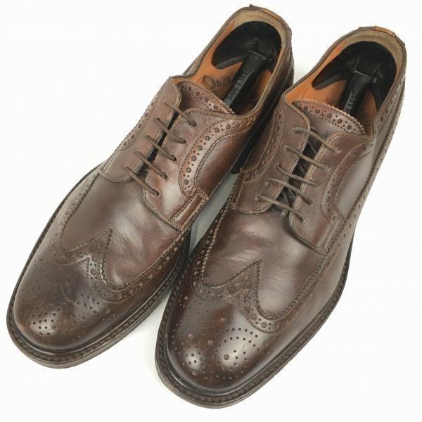 試着交換OK！SANTONI/サントーニ　イタリア製　ウイングチップ/ビジネスシューズ　ダークブラウン/茶/BROWN〉size7.5F/26.0程度//men's 菅NO.WZB-222 試着交換OK！SANTONI/サントーニ イタリア製 ウイングチップ/ビジネス