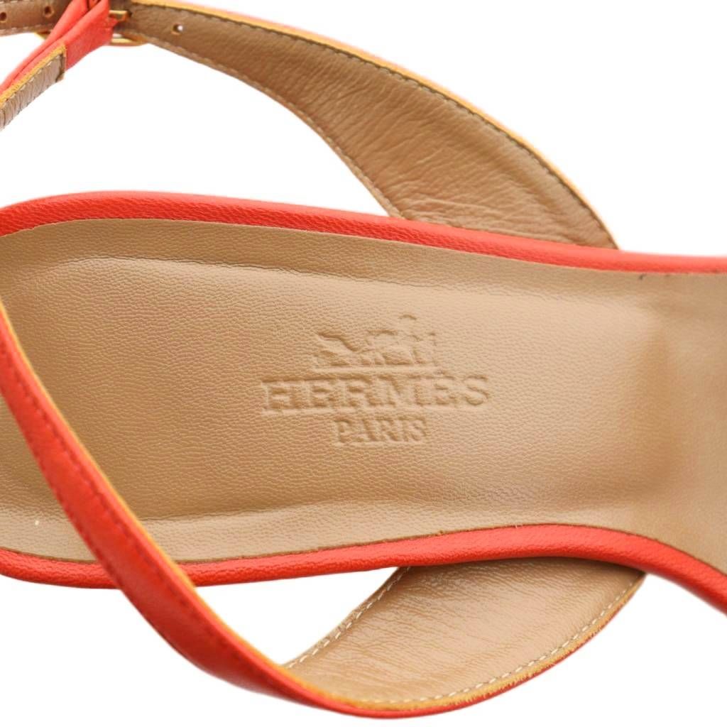 エルメス HERMES Hロゴ サンダル ストラップ ヒール レザー 35.5